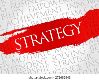 Strategy word cloud, business concept