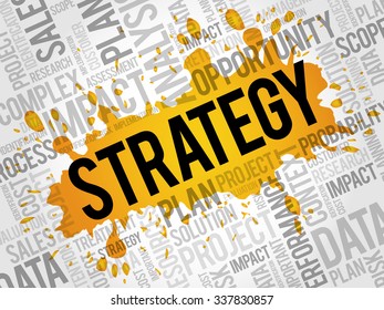 Strategy word cloud, business concept