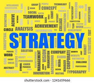 Strategy word cloud collage, business concept background.