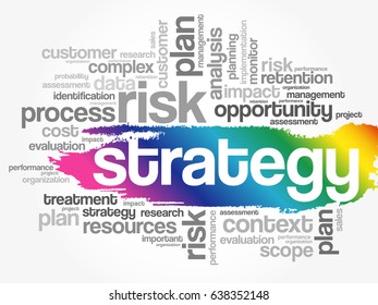 Strategy word cloud collage, business concept background