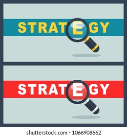 strategy word with magnifier concept
