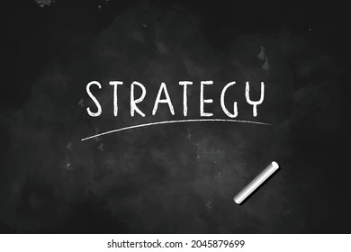 Strategy  written with chalk on blackboard icon logo design vector illustration symbol