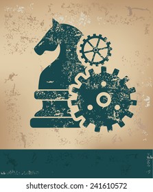 Strategy,chess design on old background,grunge vector