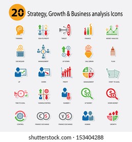 Strategy,Growth & Business analysis Icons,Colorful version,vector