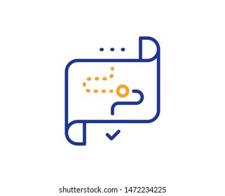 Stratery goal sign. Target path line icon. Core value symbol. Colorful outline concept. Blue and orange thin line target path icon. Vector
