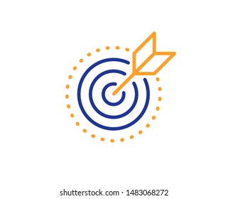 Stratery goal sign. Target purpose line icon. Core value symbol. Colorful outline concept. Blue and orange thin line target purpose icon. Vector