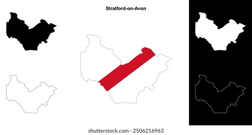 Stratford-on-Avon blank outline map set