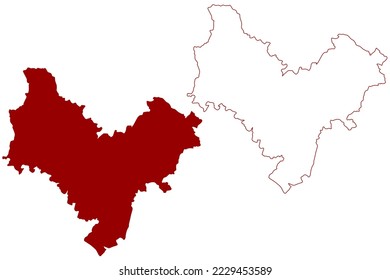 Stratford-on-Avon Non-metropolitan district (United Kingdom of Great Britain and Northern Ireland, ceremonial county Warwickshire or Warks, England) map vector, scribble sketch Stratford on Avon