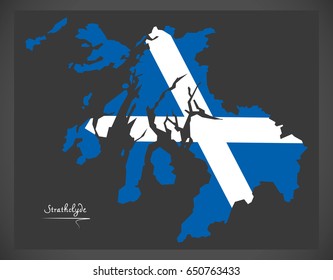 Strathclyde map with Scottish national flag illustration
