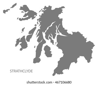 Strathclyde Scotland Map in grey