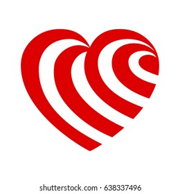 Stratified red heart - stock vector