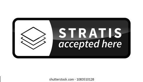 Stratis accepted here, black glossy badge isolated on white