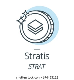 Stratis cryptocurrency coin line, icon of virtual currency