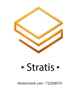 Stratis cryptocurrency golden icon. Vector illustration isolated on white background.