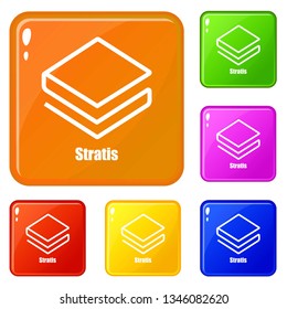 Stratis icons set collection vector 6 color isolated on white background