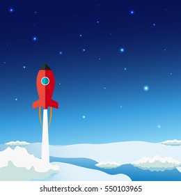 Stratosphere flat modern design. Rocket Space vector illustration