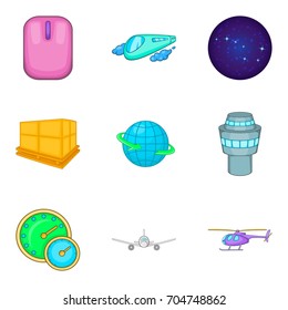 Stratosphere icons set. Cartoon set of 9 stratosphere vector icons for web isolated on white background