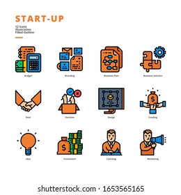 Strat-up icon set for digital media and printing media.