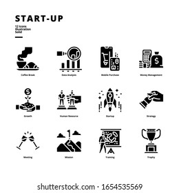 Conjunto de iconos de inicio para medios digitales y medios de impresión.