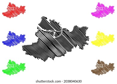 Straubing city (Federal Republic of Germany, Urban district Lower Bavaria, Free State of Bavaria) map vector illustration, scribble sketch Straubing map