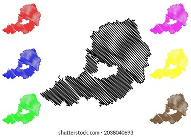 Stadtbezirk Straubing-Bogen (Bundesrepublik Deutschland, Landbezirk Niederbayern, Freistaat Bayern), Vektorgrafik, Skizze Straubing Bogen Karte