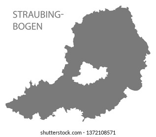 Straubing-Bogen grey county map of Bavaria Germany