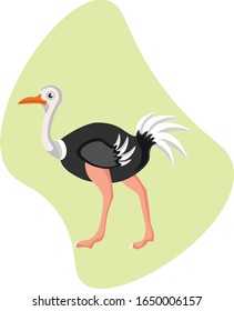 Strauß Vogel, Vektorillustration von Tierkarikaturen einzeln auf weißem Hintergrund. Konzept für Druck, Logo, Karten, Symbol 