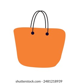 straw bag, for the beach, summer picnic. Beach bag, Women's bag, shopper simple trendy style isolated on white. Environmentally friendly storage, Plastic-free, caring for the earth. for poster, flyer