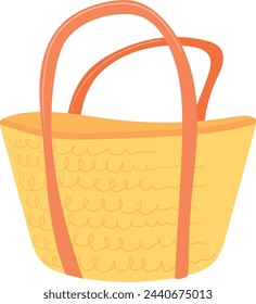 Straw bag. Summer beach accessory color icon isolated on white background