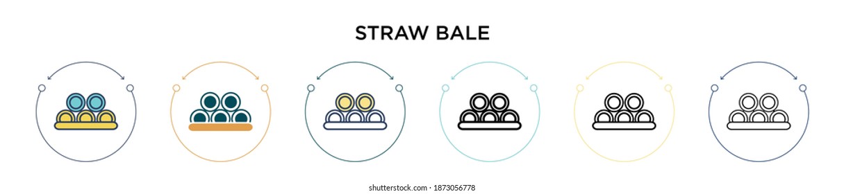 Straw bale icon in filled, thin line, outline and stroke style. Vector illustration of two colored and black straw bale vector icons designs can be used for mobile, ui, web