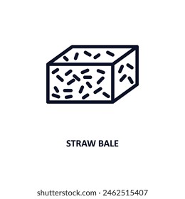 straw bale icon. Thin line straw bale icon from agriculture and farm collection. Outline vector isolated on white background. Editable straw bale symbol can be used web and mobile