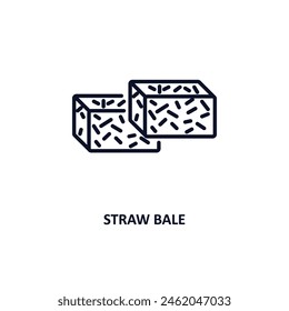 straw bale outline icon. Thin line icon from agriculture farming and gardening collection. Editable vector isolated on white background