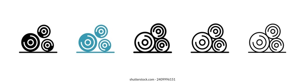 Straw Bale Vector Icon Set. Haystack vector symbol for UI design.