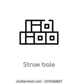 straw bale vector line icon. Simple element illustration. straw bale outline icon from farming concept. Can be used for web and mobile