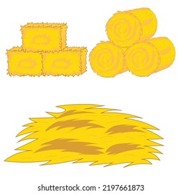 Straw bales. Dry hay balos vector illustration