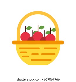 straw basket with apples