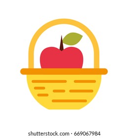 straw basket with apples