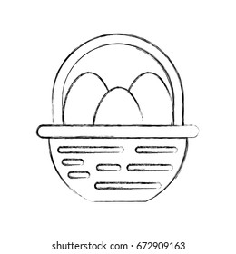 straw basket with eggs