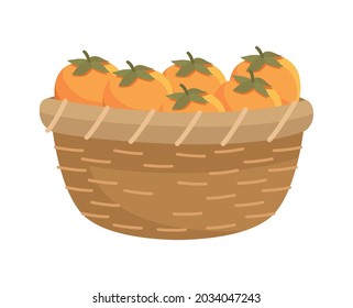straw basket with oranges fruits