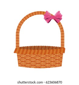 straw basket with pink bow icon image 