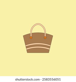 Straw beach tote bag vector illustration. Woven handbag