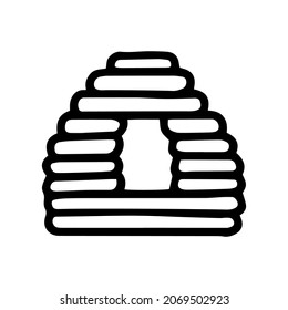 straw beehive line vector doodle simple icon
