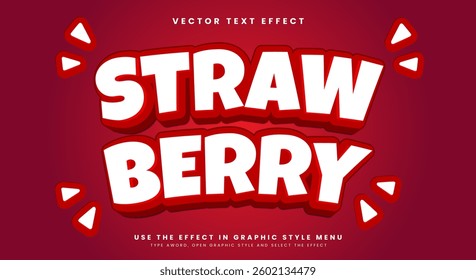Straw berry 3d editable text effect template suitable for food products