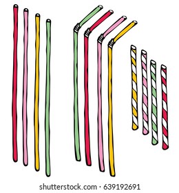 Straw for Beverage, Cocktails Sketch. Hand Drawn Vector Illustration Isolated on a White Background. Savoyar Doodle Style.