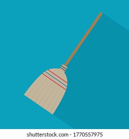 straw broom icon- vector illustration