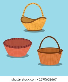 straw brown basket vector design