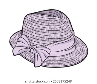 Straw bucket hats vector design mockup template.