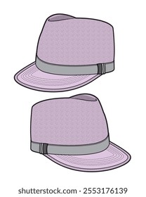 Straw caps flat drawing vector mockup template.