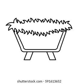 Straw cradle manger icon