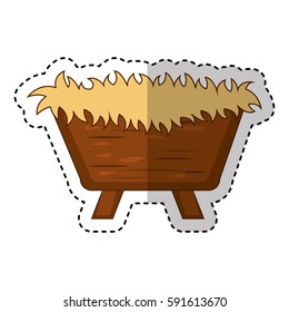 Straw cradle manger icon